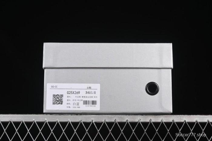 GG-CC Star Same Style Lace-Up Hollow Out Dad Shoes with 5cm Hidden Height Increase - G25X269 White Blue