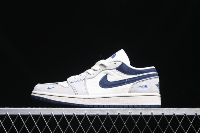 Nike Air Jordan 1 Low AJ1 The North Face Collaboration - Custom High-End Retro Basketball Shoes with Blue Swoosh - DM9188-010