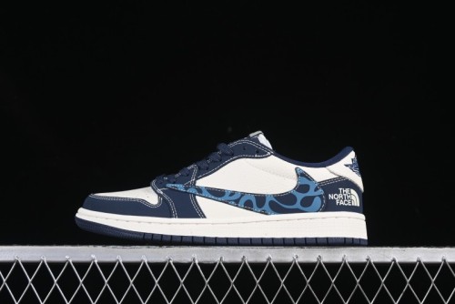 Nike Travis Scott x Fragment Design x Air Jordan 1 Low OG SP Abstract Pattern Low-Top Casual Sneakers - LD2025-003