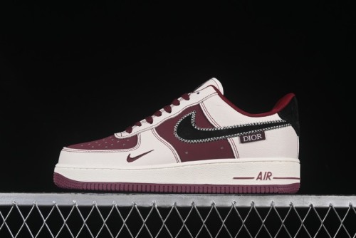 Nike Air Force 1 '07 Low Dior Collaboration Burgundy Low-Top Casual Sneakers - KK1988-046