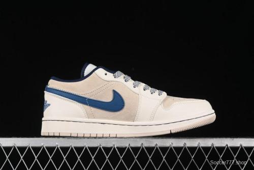 Nike Air Jordan 1 Low Stussy Collaboration - Light Beige Retro Basketball Shoes - SJ9950-027