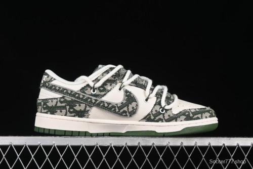 Nike SB Dunk Low Dior Collaboration - Strap Woven Green Check Anniversary High-End Custom Low-Top Casual Skate Shoes - SJ2068-309