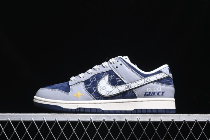 Nike SB Dunk Low Gucci Collaboration - Small Bee Pattern White Swoosh Anniversary High-End Custom Low-Top Casual Sneakers - FC1688-195