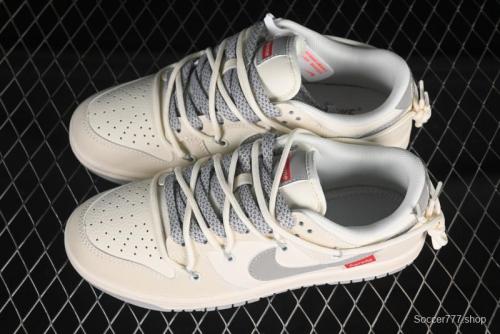 Nike SB Dunk Low Sup Anniversary Customized Low-Top Casual Skate Shoes with Strap and Grey Swoosh - DM6868-091