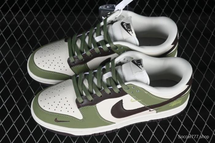 Nike SB Dunk Low Stussy Anniversary Edition Custom Sneakers in White Green Black - KK1333-020