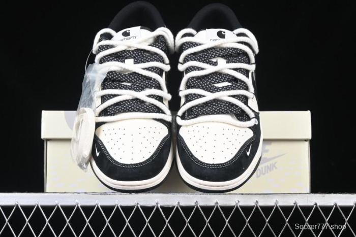 Nike SB Dunk Low Carhartt x Supreme Collaboration - Strap Black Hook Anniversary High-End Custom Low-Top Casual Skate Shoes - YX5066-237