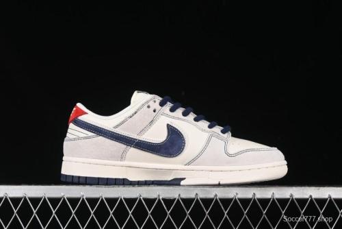 Nike SB Dunk Low The North Face Collaboration - Grey Pigskin Navy Swoosh Anniversary Custom Low-Top Casual Skate Shoes - SJ1089-012