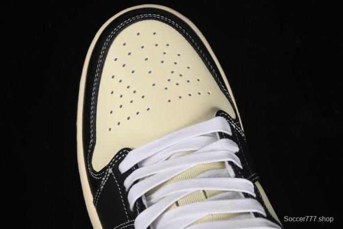 Nike Air Jordan 1 Low  Coconut Milk Black  Casual Basketball Shoes with Contrast Swoosh - HQ3437-101