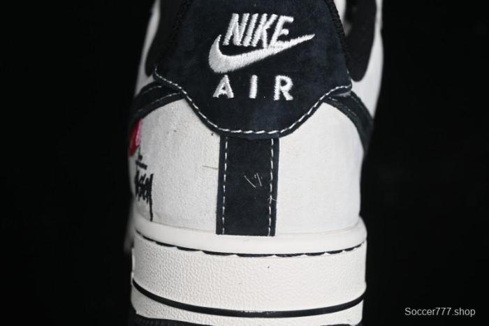 Nike Air Force 1 '07 Low Stussy Collaboration - AF1 Light Grey Red Tag Low-Top Casual Sneakers SJ6698-009