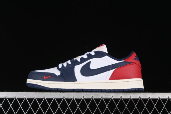 Nike Air Jordan 1 Low OG  Howard University  Casual Sneakers with Blue Toe and Red Heel - HQ2993-100