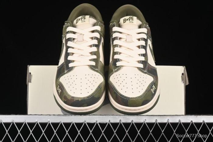 Nike SB Dunk Low Bape Collaboration - Jungle Camouflage Anniversary Custom Low-Top Casual Skate Shoes - CH6336-230