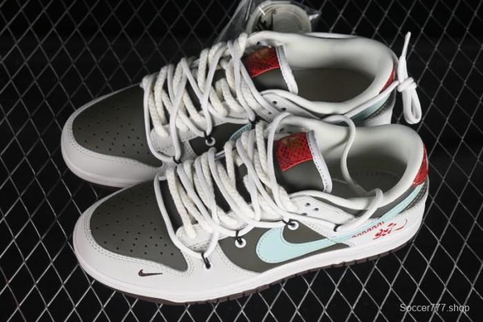 Nike SB Dunk Low Year of the Snake Special Edition with Strap Gray Green Blue Swoosh Anniversary Custom Low-Top Casual Skate Shoes - YX5066-289