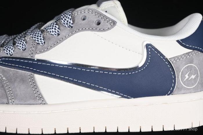 Nike Travis Scott x Fragment Design x Air Jordan 1 Low OG SP AJ1 Retro Sneakers with Reverse Swoosh - CF3688-066