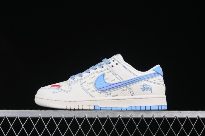 Nike x Stussy x Supreme Dunk Low  Light Cream & Baby Blue 