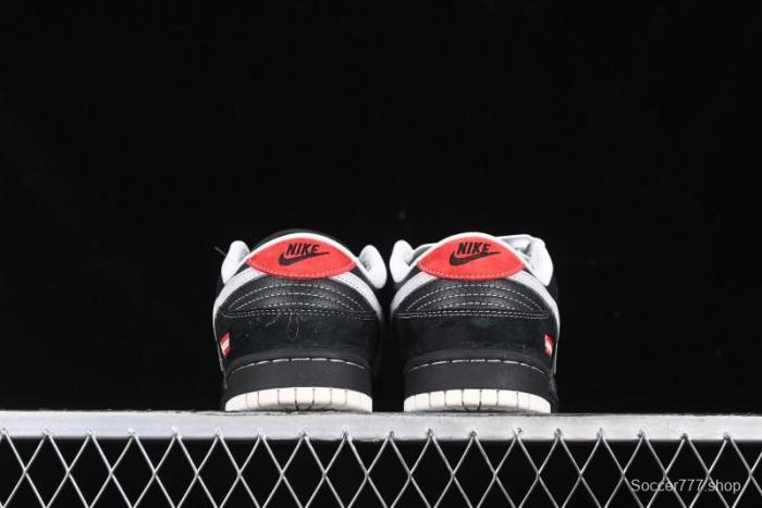 Nike SB Dunk Low Supreme Collaboration Black Grey Swoosh Anniversary Custom Low-Top Casual Skate Shoes - XS1086-011