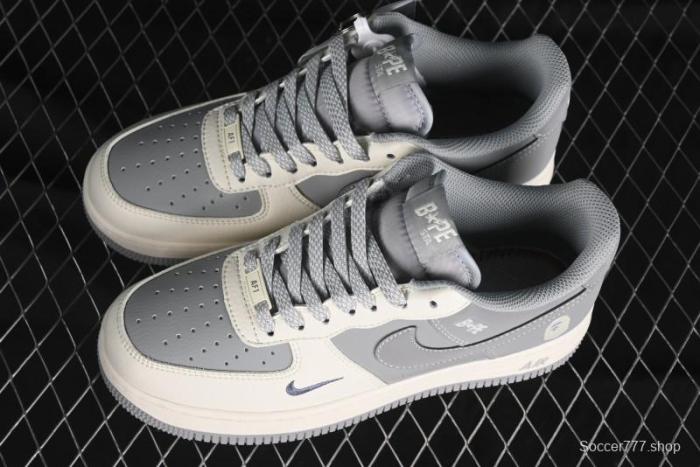 Nike Air Force 1 '07 Low Bape Collaboration - Off White Grey Low Top Casual Sneakers - BB6566-207