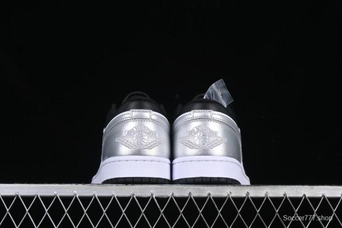Nike Air Jordan 1 Low AJ1 Basketball Shoes in Black White Silver - 553558-131