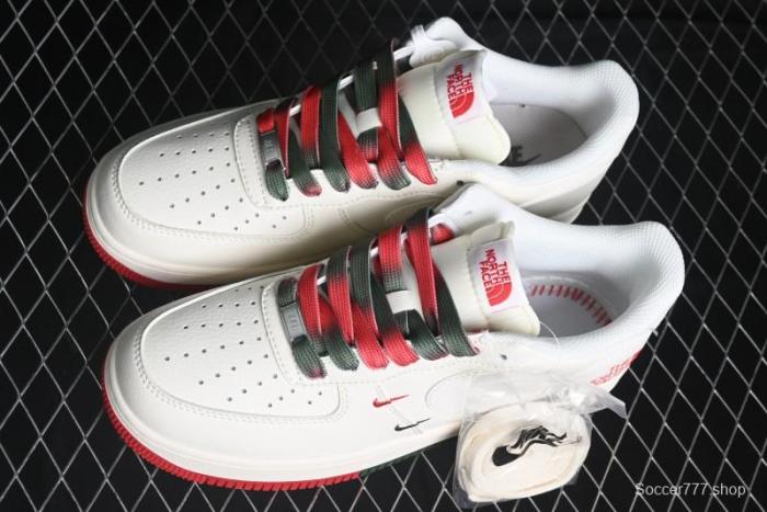 Nike Air Force 1 '07 Low The North Face Collaboration - Beige Red Green Color Block Low-Top Casual Sneakers - XZ6188-011