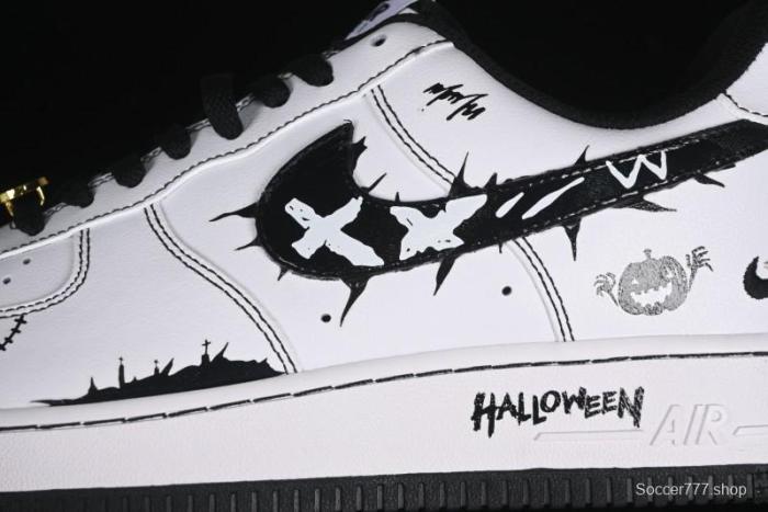 Nike Air Force 1 '07 Low Casual Sneakers with Black and White Hand-Drawn Anime Design - CT2585-100