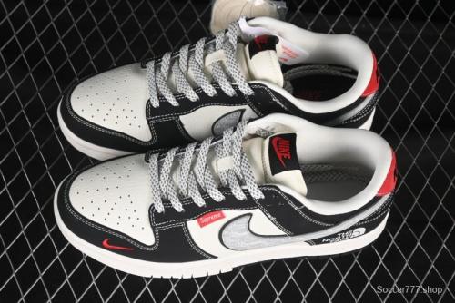 Nike SB Dunk Low The North Face x Supreme Triple Collaboration Sketch Grey Anniversary Custom Low-Top Casual Skate Shoes - CS1688-105