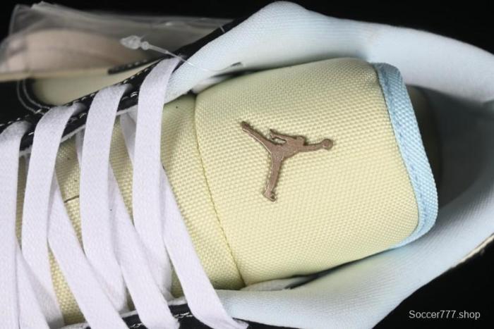 Nike Air Jordan 1 Low  Coconut Milk Black  Casual Basketball Shoes with Contrast Swoosh - HQ3437-101