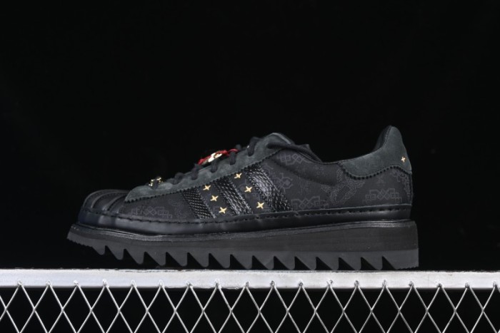 Adidas Superstar JR5114 Clot Collaboration Shell Toe Skate Shoes with Perforated Leather Upper - JR5114