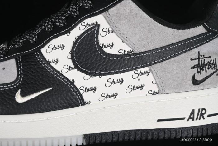 Nike Air Force 1 '07 Low Stussy Collaboration Black Leather Low-Top Casual Sneakers - CH6336-518