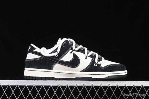 Nike SB Dunk Low Supreme x Stone Island Triple Collaboration Strap Patch Black Swoosh Anniversary Custom Low-Top Casual Skate Shoes - YX5066-202