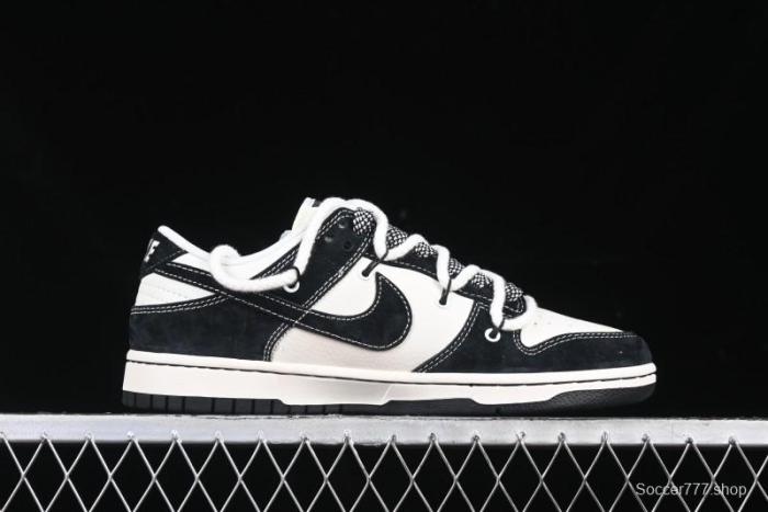Nike SB Dunk Low Supreme x Stone Island Triple Collaboration Strap Patch Black Swoosh Anniversary Custom Low-Top Casual Skate Shoes - YX5066-202