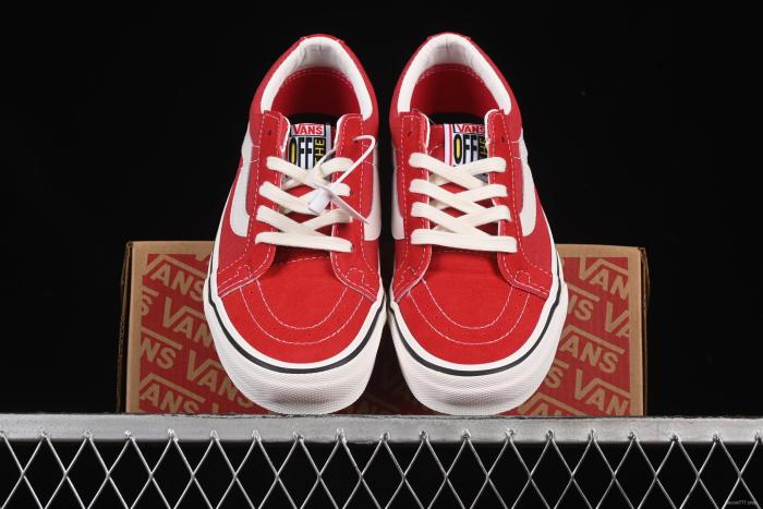 Vans Sk8-Low White Red Anti-Slip Casual Skate Shoes - VN0A4UWIXGJ