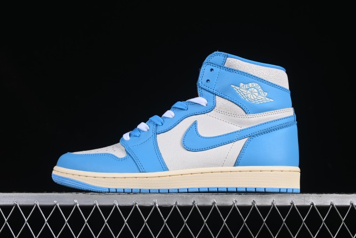 Nike Air Jordan 1 High OG  UNC Reimagined  Retro Basketball Shoes with Cracked Leather and Vintage Midsole - DZ5485-402