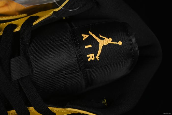 Nike Air Jordan 1 Mid AJ1 Black Yellow Mid-Top Casual Sneakers - HJ6654-071
