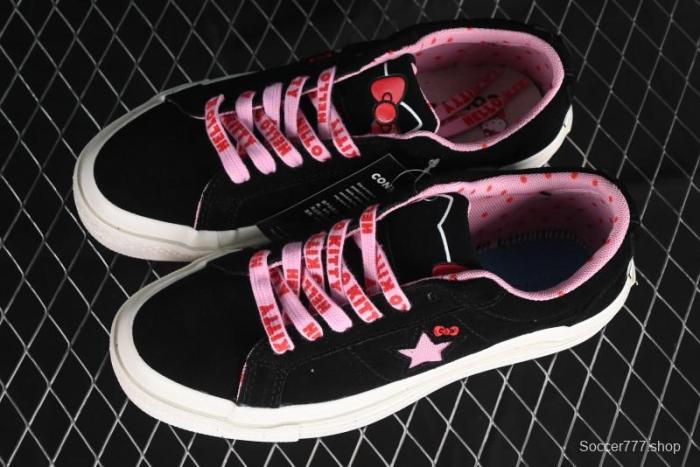 Converse One Star Hello Kitty Collaboration Low-Top Casual Sneakers with Embroidered Bow - 362940C