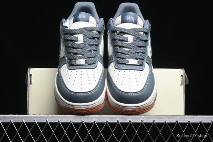 Nike Air Force 1 '07 Low Stussy Collaboration - Grey White Gum Sole Low-Top Casual Sneakers - XZ9688-101
