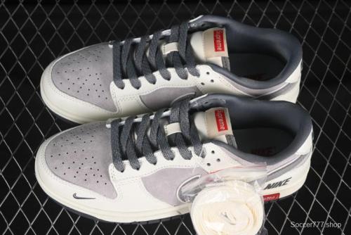 Nike SB Dunk Low Supreme Collaboration Triple Swoosh Cream Grey Low-Top Casual Skate Shoes - SC9207-408