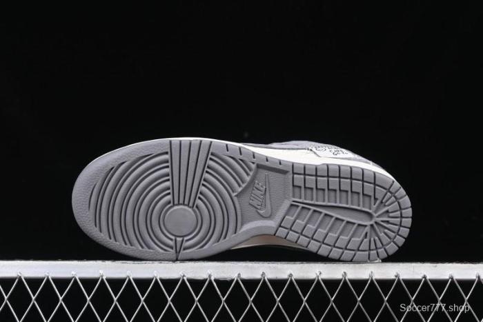 Nike SB Dunk Low Stussy Anniversary Edition Patchwork Grey Swoosh Customized Casual Skate Shoes - YX5066-221