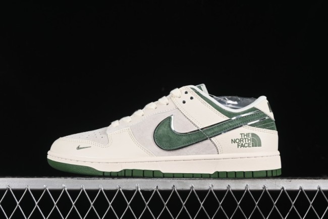 Nike SB Dunk Low The North Face Collaboration - Pig Leather Green Swoosh Anniversary Custom Low-Top Casual Skate Shoes - DQ1098-511