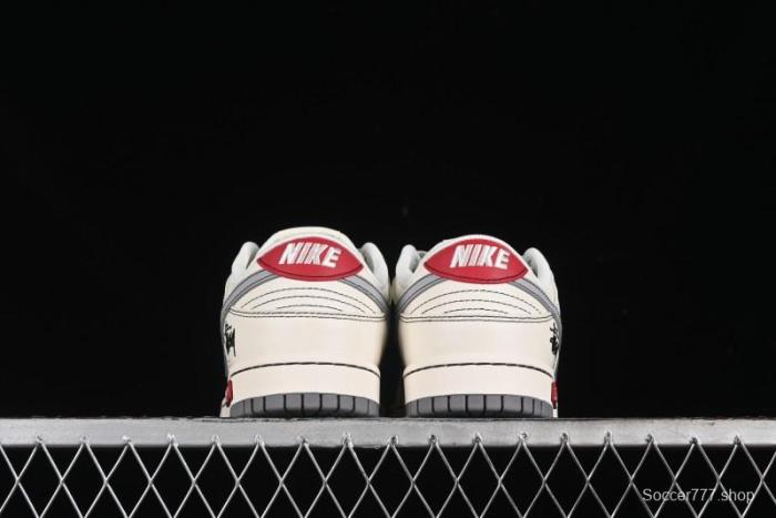 Nike SB Dunk Low Stussy Collaboration - Light Grey White Anniversary High-End Custom Low-Top Casual Skate Shoes - SJ2068-302