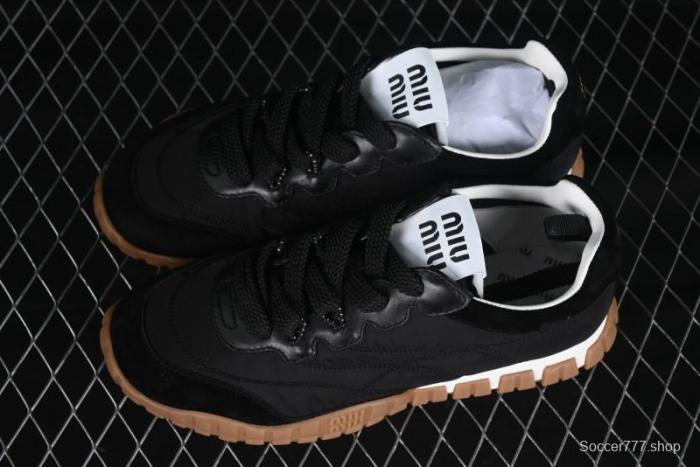 Miu Miu Suede Round Toe Lace-Up Women's Low-Top Casual Shoes - 99D4