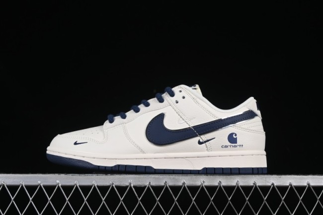 Nike SB Dunk Low Carhartt Collaboration Anniversary Premium Custom Sneakers with White and Blue Swoosh - SJ1089-008