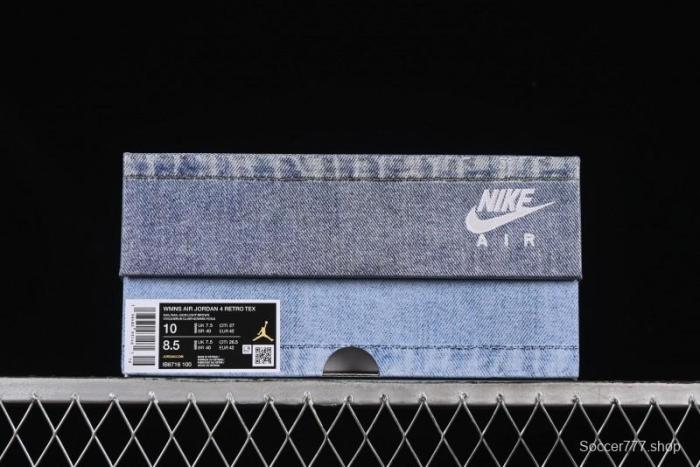 Nike Air Jordan 4 Retro Denim  Worn Blue  Sneakers with Distressed Wash Finish - IB6716-100