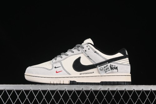 Nike SB Dunk Low Stussy Anniversary Edition Custom Patch Black Swoosh Low-Top Skate Shoes - YX5066-298