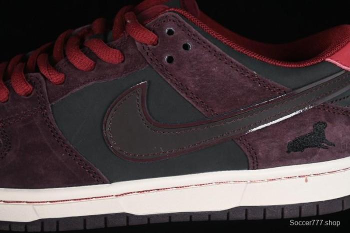 Nike SB Dunk Low  Dark Burgundy & Black  - Premium Suede Skate Shoes