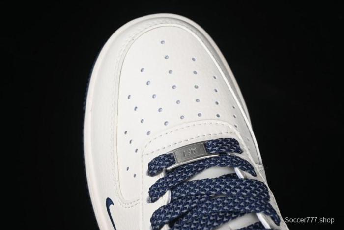 Nike Air Force 1 '07 Low Stussy Collaboration - Navy Blue & Off-White Low-Top Casual Sneakers - XZ3328-568