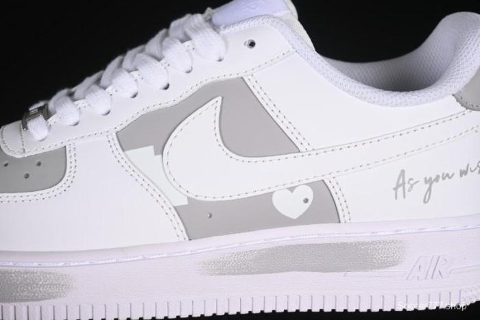 Nike Air Force 1 '07 Low Custom Official Hot Style 2D Theme White Gray Spray Paint Casual Sneakers - CW2288-111