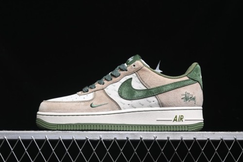 Nike Air Force 1 '07 Low Stussy Collaboration Light Brown Green Low-Top Casual Sneakers - XZ6188-666