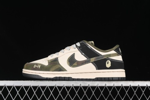 Nike SB Dunk Low Bape Collaboration - Patchwork Camouflage Anniversary Custom Low-Top Casual Sneakers - CH6336-229