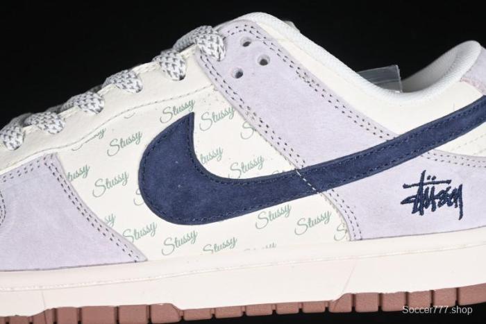 Nike SB Dunk Low Stussy Collaboration Blue Swoosh Gum Sole Anniversary Custom Low-Top Casual Sneakers - XS1086-012