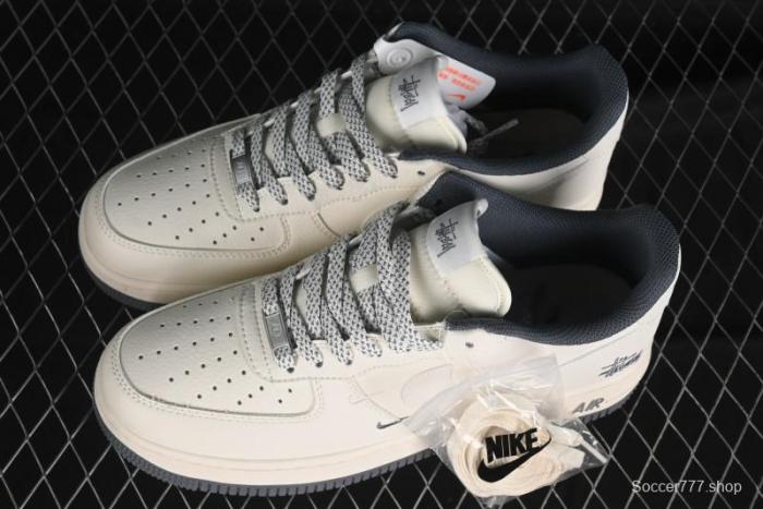 Nike Air Force 1 '07 Low Stussy Collaboration - Light Grey Double Swoosh Casual Sneakers - XZ6188-012