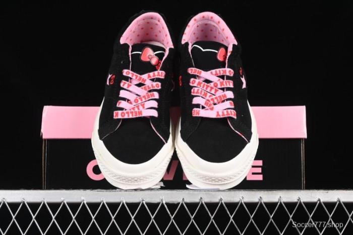 Converse One Star Hello Kitty Collaboration Low-Top Casual Sneakers with Embroidered Bow - 362940C